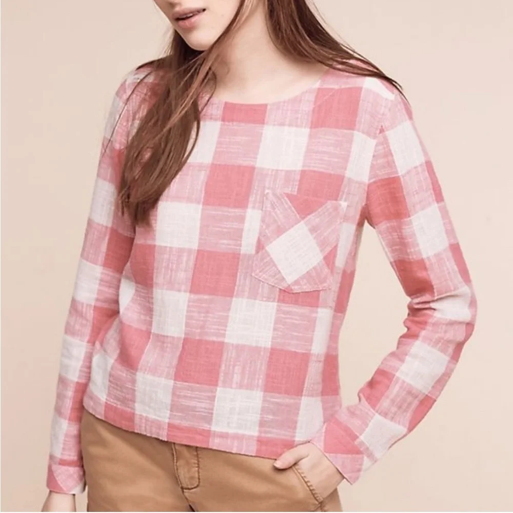 Cloth & Stone Pink Gingham Top - Picture 2 of 12